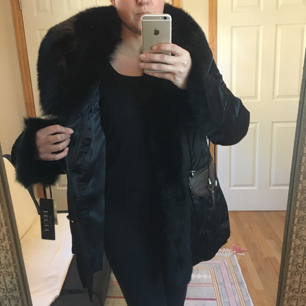 Prodi Fox Fur Trim W/Rabbit Fur Lining Soft Girl Coat Vintage Inspired - Picture 4 of 8